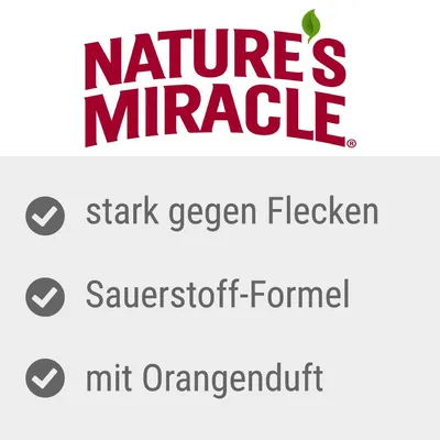 Nature's Miracle. Powerful against stains, oxygen formula, with orange scent.