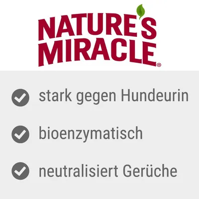 Nature's Miracle. Puternic împotriva urinei de câine, bioenzimatic, neutralizează mirosurile.