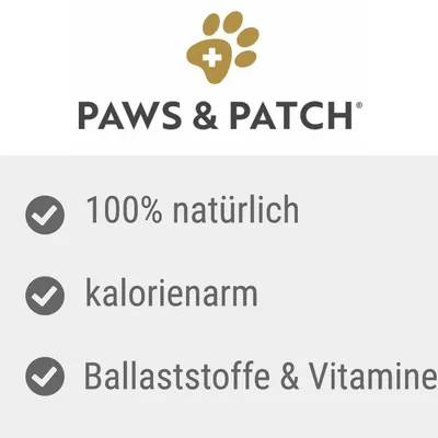 Paws & Patch. 100 % luonnollinen, vähäkalorinen, kuituja ja vitamiineja.
