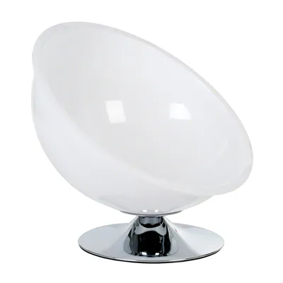 Transparent feeding bowl with round chrome base, modern design for pet feeding.