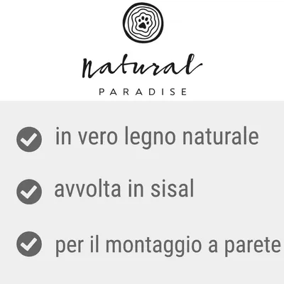 Natural Paradise: in vero legno naturale, avvolta in sisal, per il montaggio a parete.