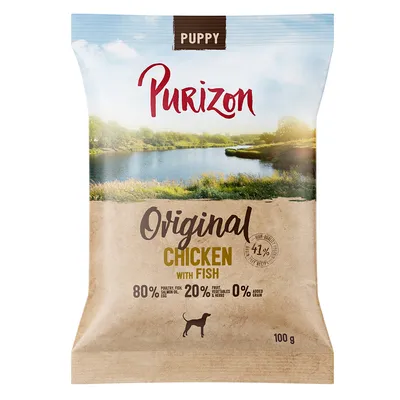 Purizon Puppy Original Chicken with Fish, 80% Geflügel & Fisch, 20% Obst & Gemüse, 0% Getreide, 100 g Packung.