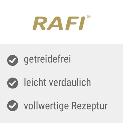 RAFI. Getreidefrei, leicht verdaulich, vollwertige Rezeptur.