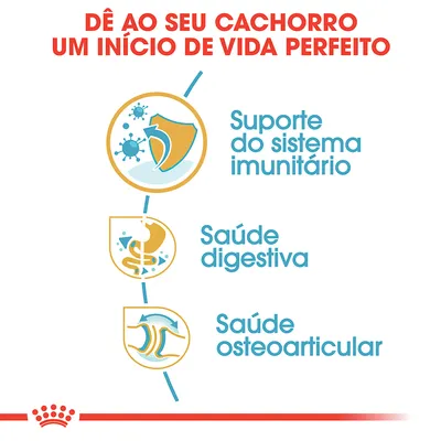 Dê ao seu cachorro um início de vida perfeito. Suporte do sistema imunitário, saúde digestiva, saúde osteoarticular.
