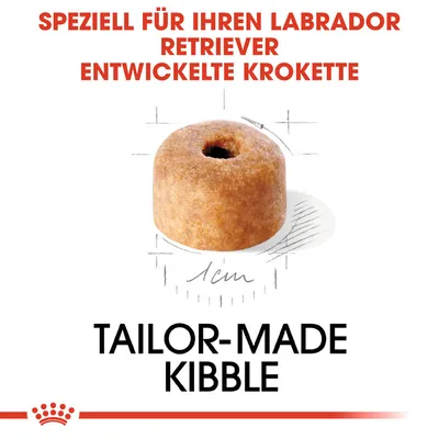 Speziell für Labrador Retriever entwickelte Krokette. Tailor-made Kibble.