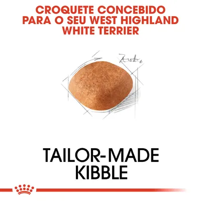 Croquete concebido para o seu West Highland White Terrier. Tailor-made kibble.
