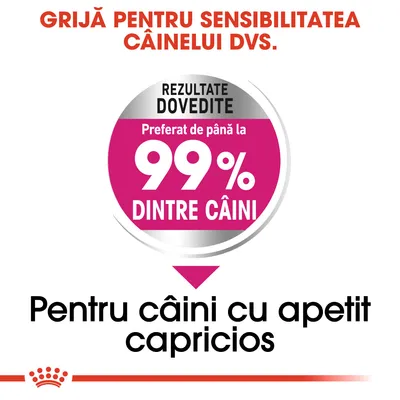 Rezultate dovedite: preferat de până la 99% dintre câini. Pentru câini cu apetit capricios. Grijă pentru sensibilitatea câinelui dvs.