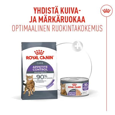 Royal Canin Appetite Control -kuiva- ja märkäruoka. Yhdistä kuiva- ja märkäruokaa, optimaalinen ruokintakokemus. Royal Canin Appetite Control -kuiva- ja märkäruoka. Yhdistä kuiva- ja märkäruokaa, optimaalinen ruokintakokemus.