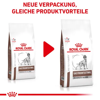 Royal Canin Gastrointestinal Moderate Calorie. Neue Verpackung, gleiche Produktvorteile.