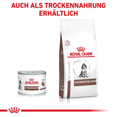 Royal Canin Gastrointestinal Puppy Nass- und Trockenfutter. Hinweis: Auch als Trockennahrung erhältlich.