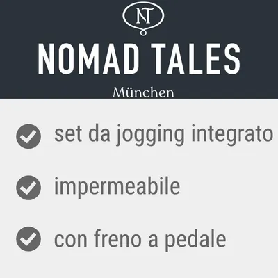NOMAD TALES München. set da jogging integrato, impermeabile, con freno a pedale.