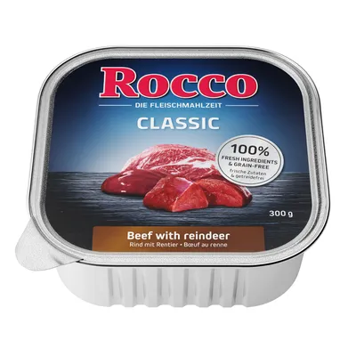 Rocco Classic, manzo con renna, 300 g. 100% ingredienti freschi e senza cereali.
