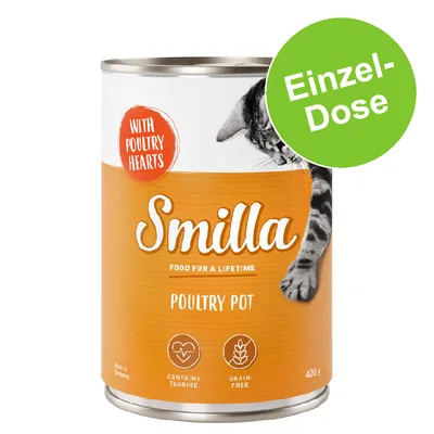 Smilla Poultry Pot, posamična konzerva, s piščančjimi srčki, vsebuje tavrin, brez žit, 400g, izdelano v Nemčiji.
