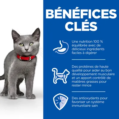 BÉNÉFICES CLÉS : nutrition 100 % équilibrée, protéines de haute qualité pour le développement musculaire, apport contrôlé en matières grasses, antioxydants pour un système immunitaire sain.