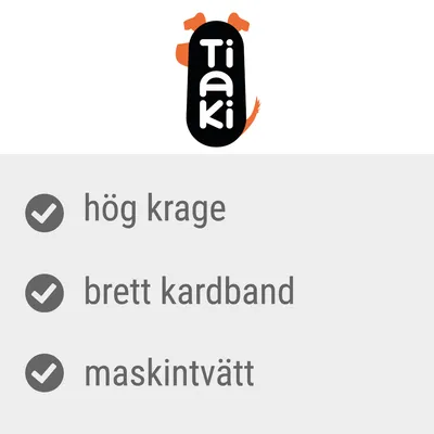 Tiaki. hög krage, brett kardband, maskintvätt