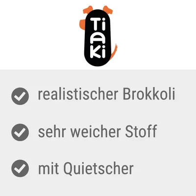 Tiaki. realistischer Brokkoli, sehr weicher Stoff, mit Quietsche.