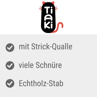 Tiaki. Mit Strick-Qualle, viele Schnüre, Echtholz-Stab.