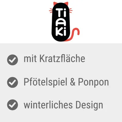 Tiaki. Mit Kratzfläche, Pfötelspiel & Ponpon, winterliches Design.