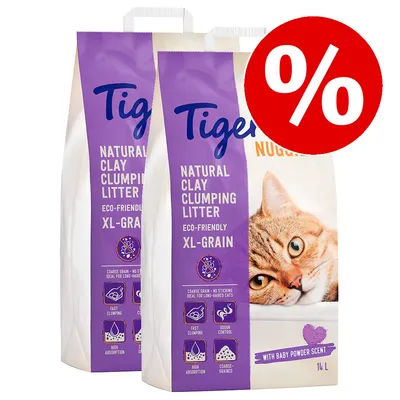 Ekonomipack: Tigerino Nuggies kattströ - babypuder, grova korn