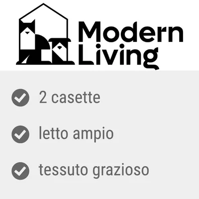 Modern Living. 2 casette, letto ampio, tessuto grazioso.