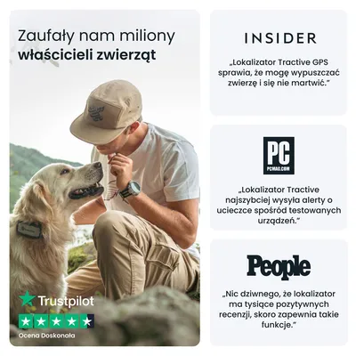 Zaufały nam miliony właścicieli zwierząt. Trustpilot Ocena Doskonała. INSIDER: Lokalizator Tractive GPS sprawia, że mogę wypuszczać zwierzę i się nie martwić. PCMAG.COM: Lokalizator Tractive najszybciej wysyła alerty o ucieczce spośród testowanych urządzeń. People: Nic dziwnego, że lokalizator ma tysiące pozytywnych recenzji, skoro zapewnia takie funkcje.