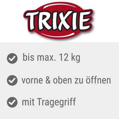 Trixie. Bis max. 12 kg, vorne und oben zu öffnen, mit Tragegriff.