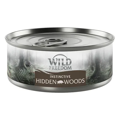 Wild Freedom Instinctive Hidden Woods. Консервная банка с лесным мотивом и коричневой этикеткой.