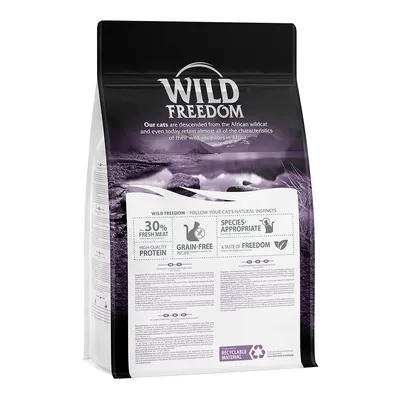Wild Freedom kissanruoka, 30 % tuoretta lihaa, viljaton resepti, lajityypillinen, laadukkaat proteiinit, kierrätettävä materiaali.