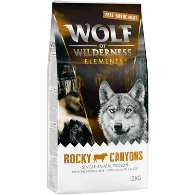Wolf of Wilderness Elements Rocky Canyons, Single Animal Protein, Fresh Free-Range Beef, 100% Grain-Free Recipe, 12kg.