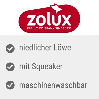 Zolux Family Company seit 1933. Niedlicher Löwe, mit Squeaker, maschinenwaschbar.