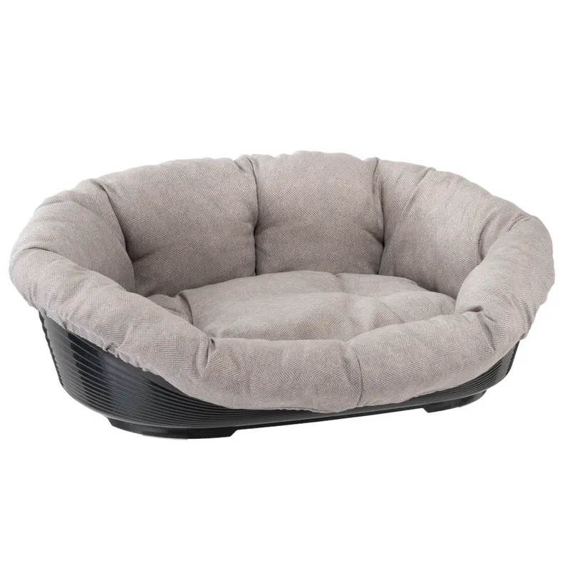 Set de cesta Ferplast Siesta Deluxe con funda Sofá Tweed beige - Talla 6: 70,5 x 52 x 23,5 cm (L x An x Al)