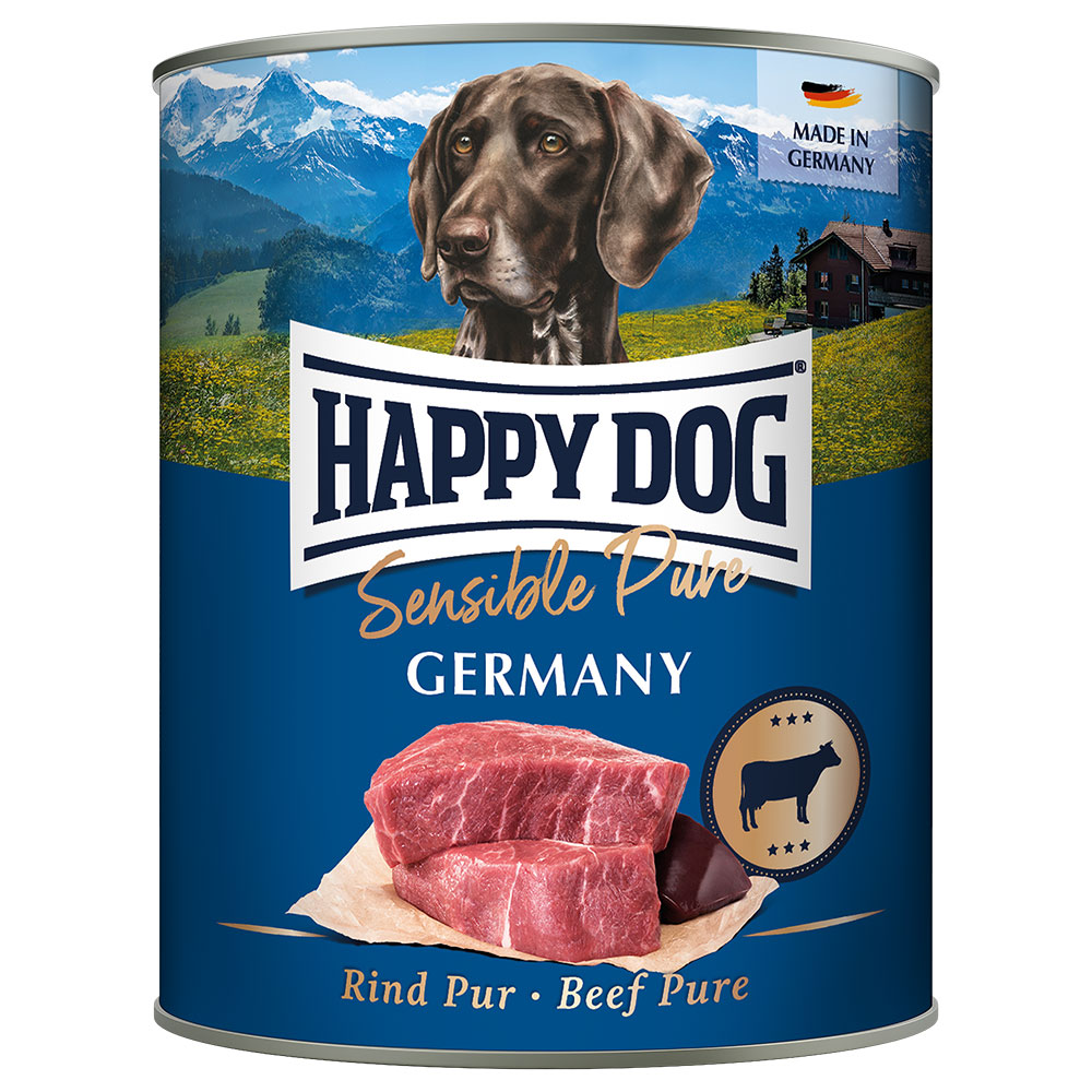 Happy Dog Sensible Pure 12 x 800 g Alimento umido per cani - Mix: Tacchino, Bufalo, Anatra