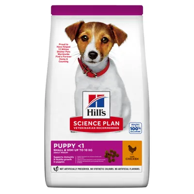 Hill's Science Plan Puppy <1 Small & Mini fino a 10 kg con pollo. Supporta immunità e crescita sana. Senza conservanti, coloranti o aromi artificiali.