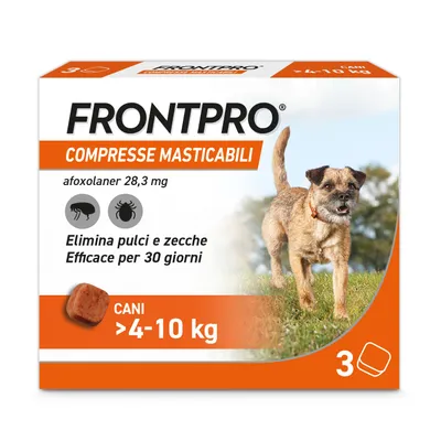 Frontline FRONTPRO compresse masticabili per cani 4-10 kg - 3 compresse (28 mg) Frontline FRONTPRO compresse masticabili per cani 4-10 kg - 3 compresse (28 mg)