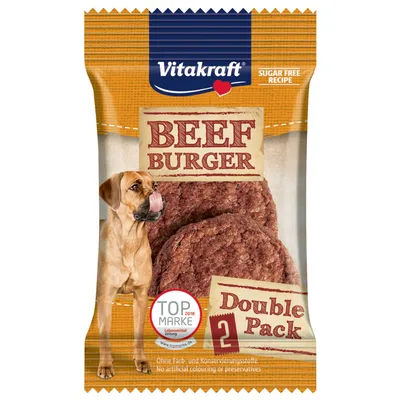 Vitakraft Beef Burger Double Pack, senza coloranti e conservanti, ricetta senza zucchero. Top Marke 2018 Lebensmittel Zeitung.