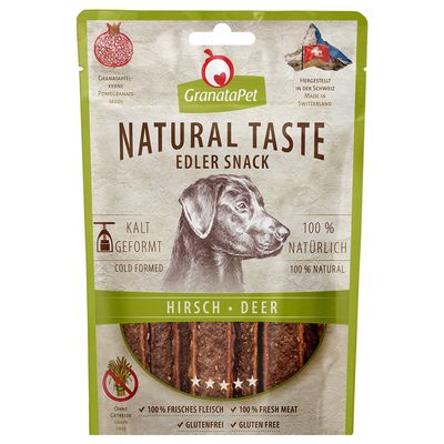 GranataPet Natural Taste Edler Snack Sparpaket: Hirsch 3 x 90 g