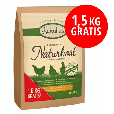 Lukullus Naturkost koudgeperst, kip met volkorenrijst, 16,5 kg. 1,5 kg gratis.