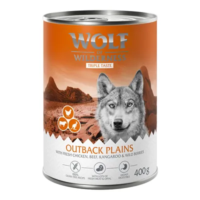 Wolf of Wilderness "The Taste of" Saver Pack 24 x 400g - dog wet food - The Taste of the Outback - Chicken, Beef, Kangaroo