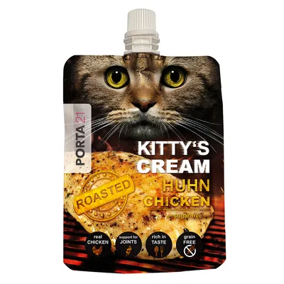 Porta21 Kitty's Cream Huhn, roasted, zuckerfrei, echtes Huhn, unterstützt Gelenke, intensiver Geschmack, getreidefrei.