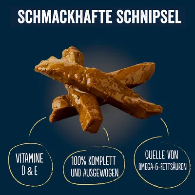 Bucăți gustoase cu vitaminele D și E, 100% complet și echilibrat, sursă de acizi grași Omega-6.