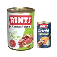 6 x 400 g RINTI Kennerfleisch + 185 ml Drinki mit Ente gratis! - Wildschwein