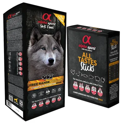 alpha spirit Semi-Moist Complete 9 kg + All 6 Tastes-Mixbox 24 Sticks gratis! - Free Range Poultry