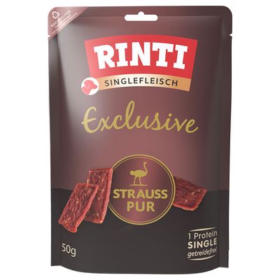 RINTI Singlefleisch Exclusive Snack 3 x 50 g Strauß Pur