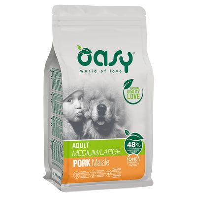 Oasy Adult Medium/Large Maiale Crocchette per cani 12 kg