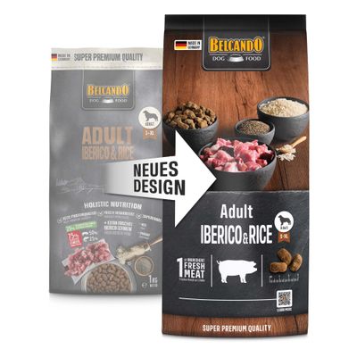 Belcando Dog Food Adult Iberico & Rice, Made in Germany, Super Premium Quality, 12,5kg. Holistic Nutrition mit 30% frischem Fleisch, beste Proteinqualität und Superfoods.