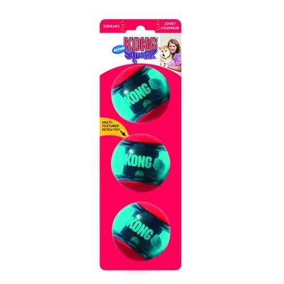 KONG Squeezz Action Ball - 3 Stück, Ø ca. 6 cm (Größe M)
