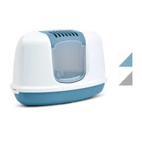 Savic Nestor Corner sarok macska WC - Szett:  kék/fehér toalett + 2 db csereszűrő + 12db Bag it Up Maxi alátét