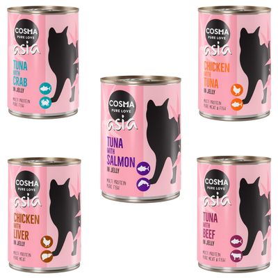 Zestaw Cosma Asia w galarecie, 12 x 400 g Zestaw mieszany: 5 smaków