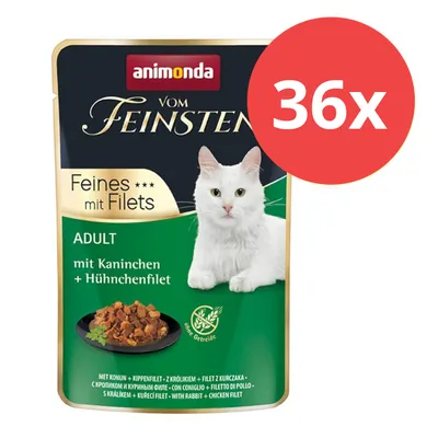 Animonda Vom Feinsten Adult Feines mit Filets, Kaninchen und Hühnerfilet, ohne Getreide. Packung mit 36 Stück.