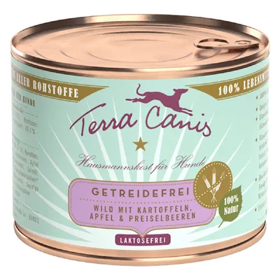 Terra Canis házikoszt kutyáknak, gabonamentes, vaddal, burgonyával, almával és vörösáfonyával, laktózmentes, 100% természetes összetevők.